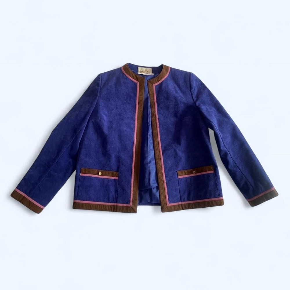 Vintage Abe Schrader Suede Purple
Multicolor Open Front Lined‎ Blazer size 6